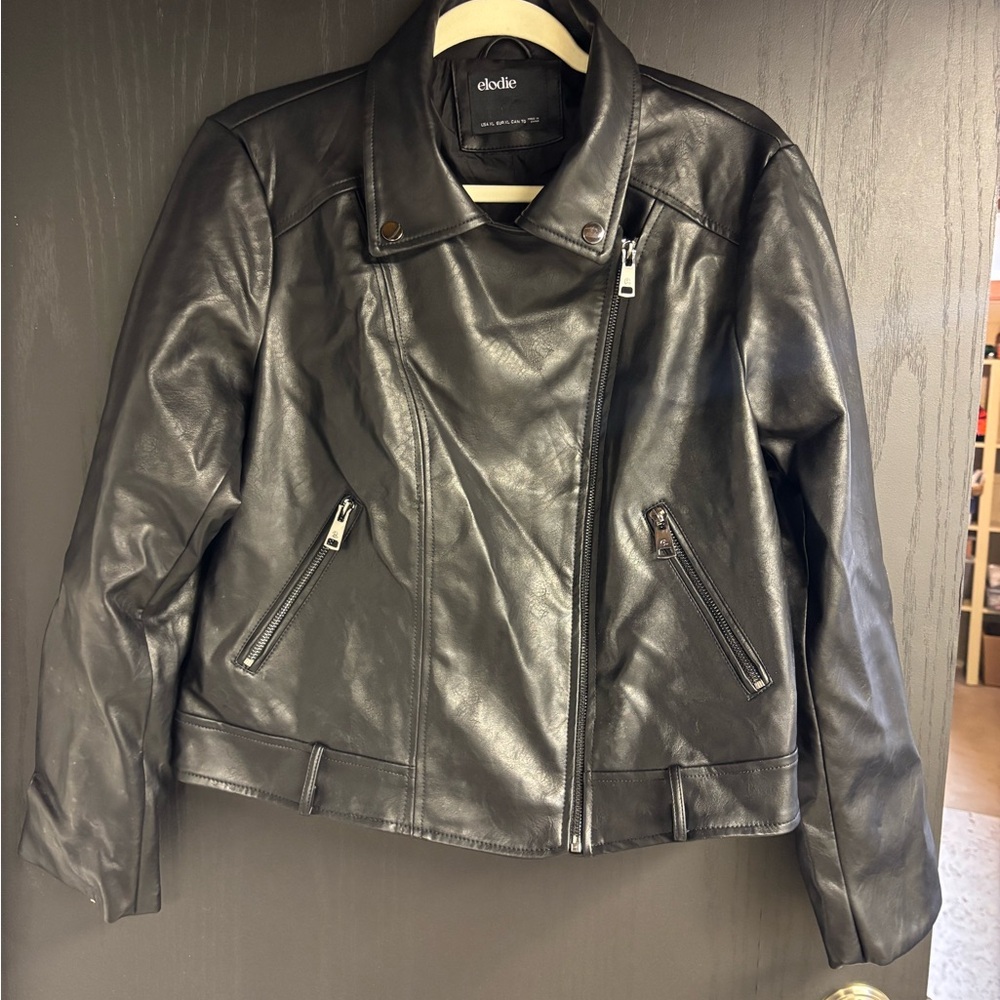 Elodie Black Leather Motorcycle Jacket XL
